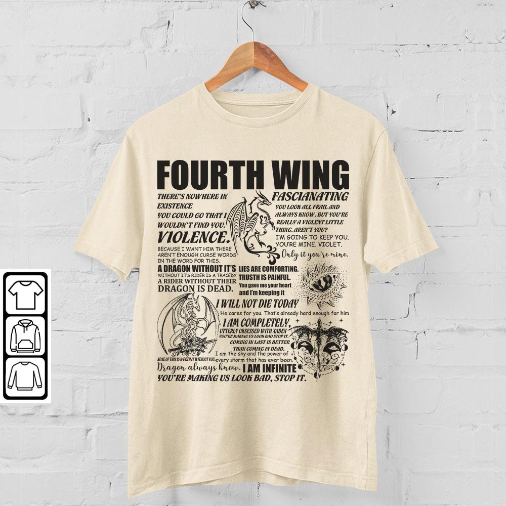 Fourth Wing Dragon Rider Doodle Art Shirt, Retro Fourth Wing Dragon Rider Book Lyrics Art Sweatshirt Hoodie Tattoo DA0806DT - 4.jpg