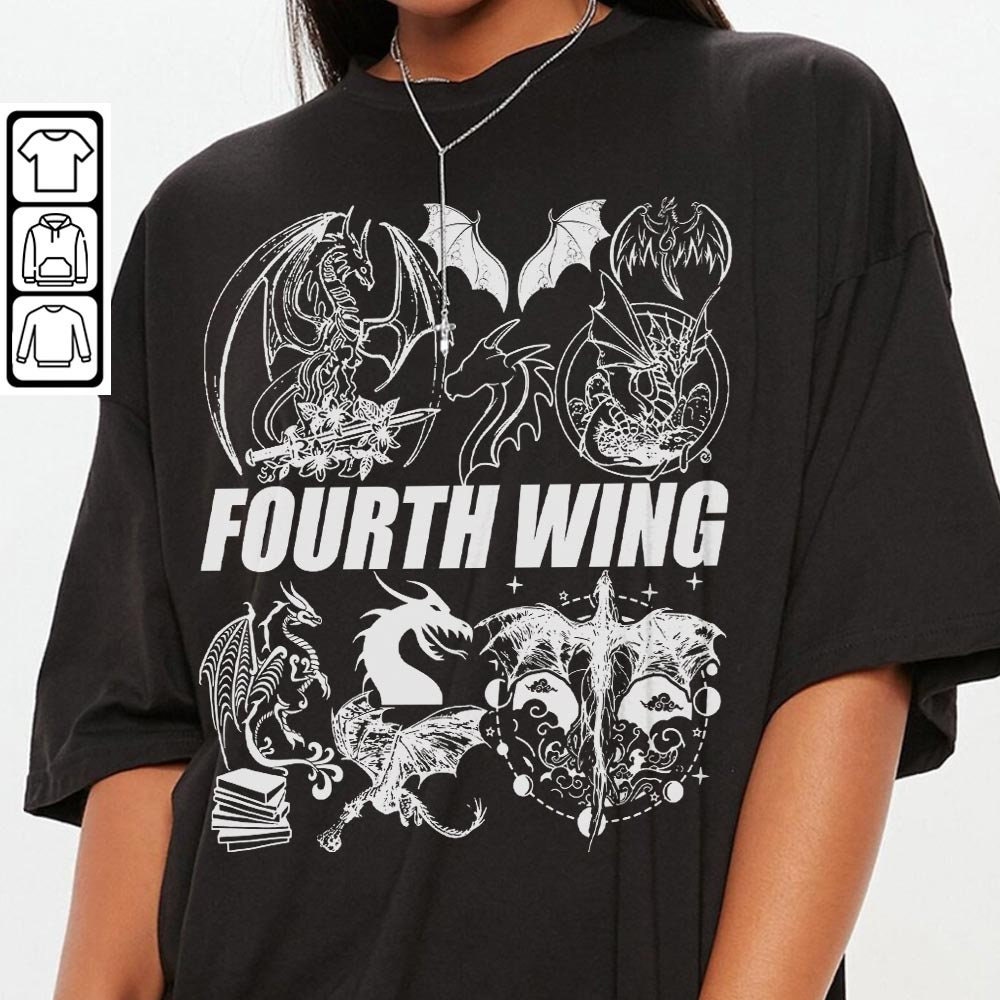 Fourth Wing Dragon Rider Doodle Art Shirt, Retro Fourth Wing Dragon Riders Book Art Sweatshirt Hoodie Tattoo DA0806DT - 3.jpg