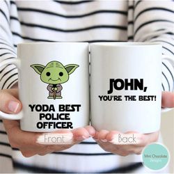yoda best police officer - custom police officer gift, funny police officer gift, funny cop gifts, cop mugs, best police