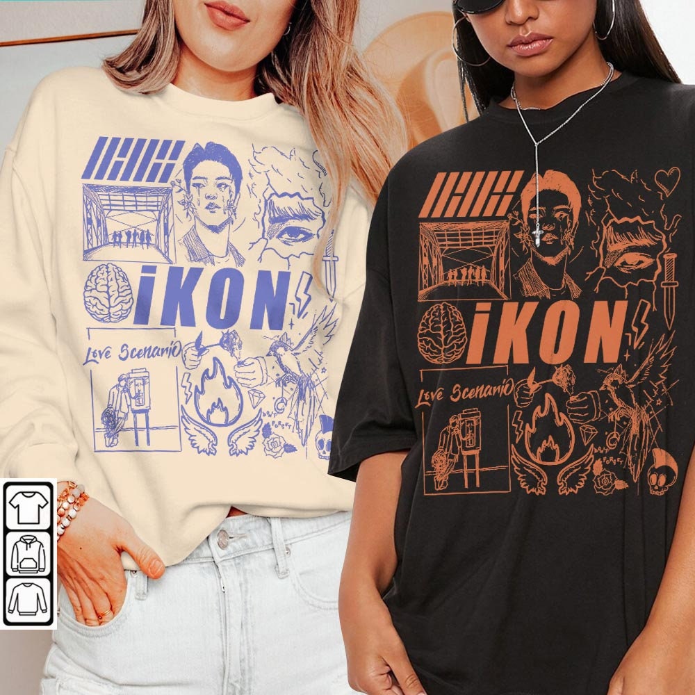 Ikon Kpop Doodle Art, Vintage Ikon Merch Tee Graphic Album Lyric Art Sweatshirt Hoodie, Retro Ikon Tour 2023 DA2706DT V1 - 1.jpg