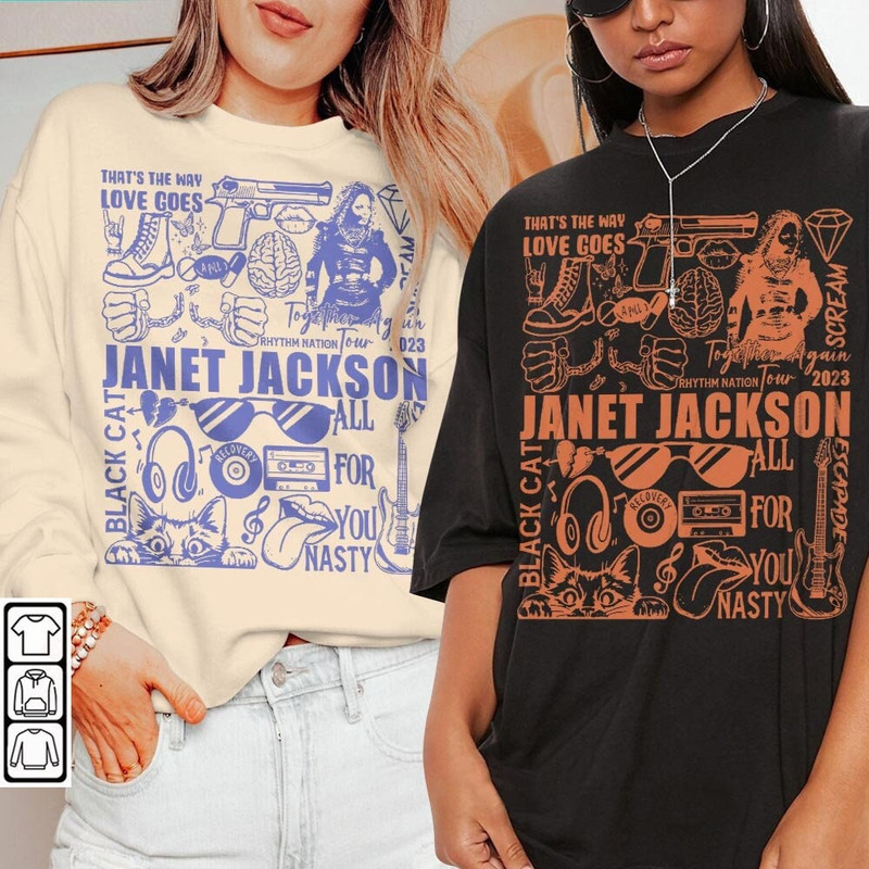 Janet Jackson Doodle Art Shirt, Vintage Merch Together Again Tour Album Lyrics Sweatshirt Hoodie, Janet Jackson Tour 2023 Tattoo DA1205DT - 1.jpg