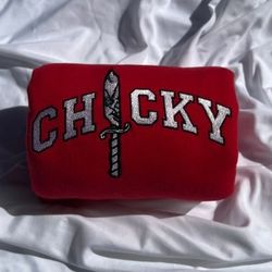 chucky knife halloween drip vintage embroidered crewneck sweatshirt