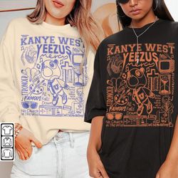 kanye west doodle art shirt, vintage merch jesus is king lyrics song sweatshirt hoodie, retro kanye west tour yeezy rap