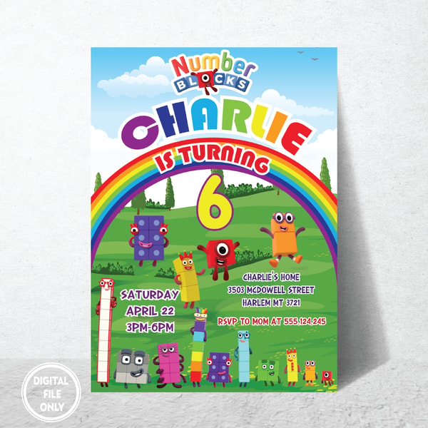 Personalized File Numberblocks Birthday Invitations | Number - Inspire ...