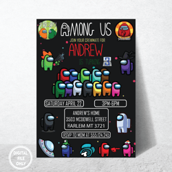 personalized file among us birthday invitation | amoung us game invite | among us imposter birthday| digital png