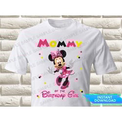 minnie mouse mommy of the birthday girl iron on transfer, minnie mouse iron on transfer, minnie mouse birthday shirt iro