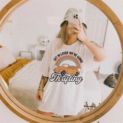 we're going thrifting tee, comfort colors tee, retro recycle reuse vintage lover tee