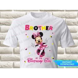 minnie mouse brother of the birthday girl iron on transfer, minnie mouse iron on transfer, minnie mouse birthday shirt i