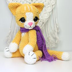 Crochet plush  cat pattern PDF in English Kitten amigurumi toy DIY Cat crochet tutorial