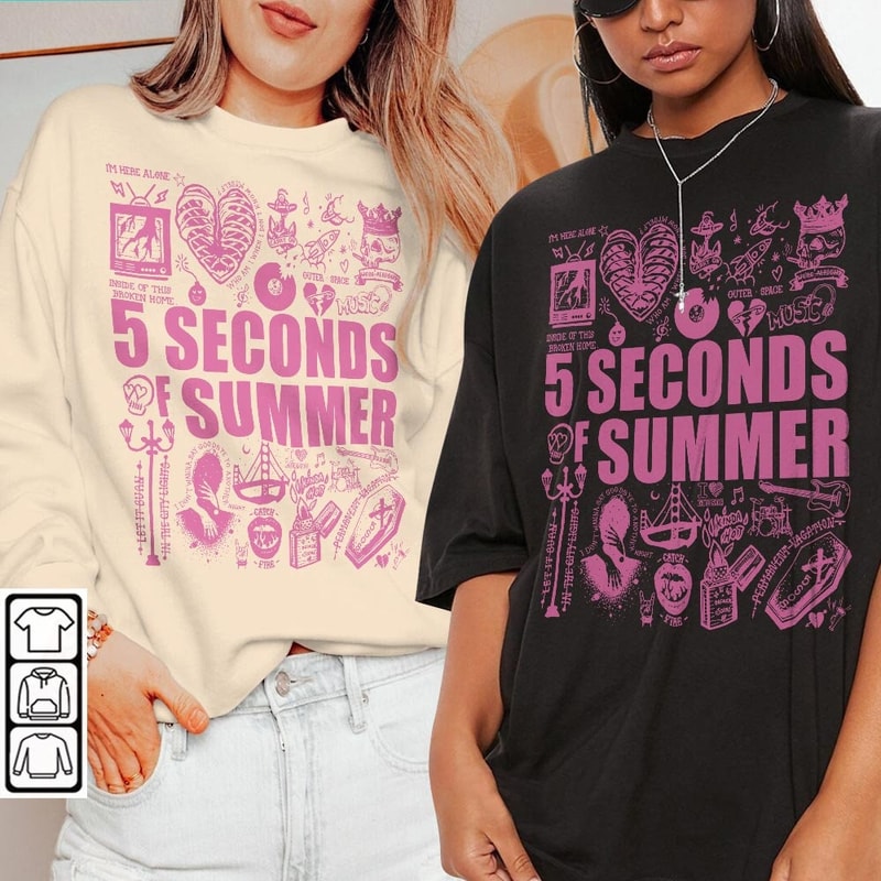 5 Seconds Of Summer Doodle Art Shirt, Merch Vintage 5SOS5 Album Lyric Sweatshirt Hoodie, 5SOS Tattoos Tour 2023 V4 L3004DA - 2.jpg