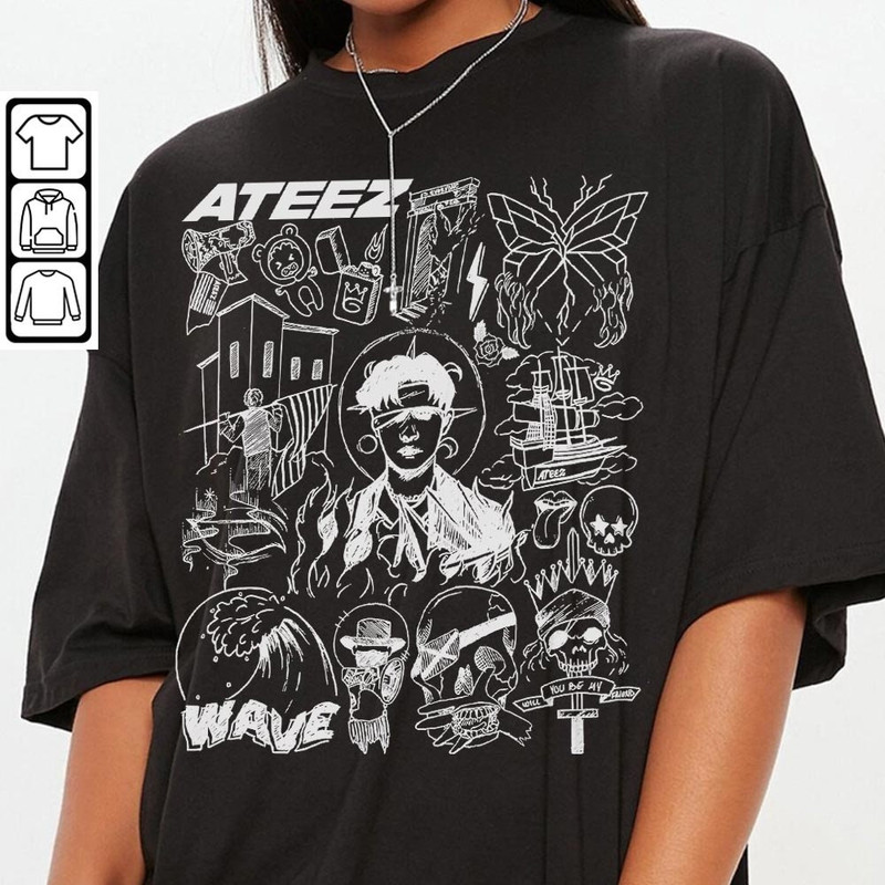 ATEEZ Kpop Doodle Art Shirt, Vintage ATEEZ Merch Tee Albums Lyric Art Tattoo Design Sweatshirt, Retro ATEEZ Tour 2023 DA1906DT - 3.jpg