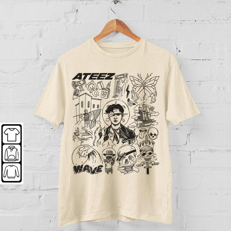 ATEEZ Kpop Doodle Art Shirt, Vintage ATEEZ Merch Tee Albums Lyric Art Tattoo Design Sweatshirt, Retro ATEEZ Tour 2023 DA1906DT - 4.jpg