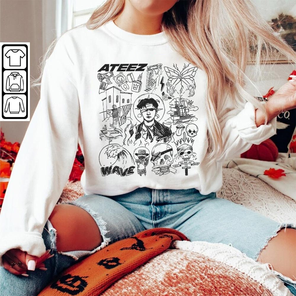 ATEEZ Kpop Doodle Art Shirt, Vintage ATEEZ Merch Tee Albums Lyric Art Tattoo Design Sweatshirt, Retro ATEEZ Tour 2023 DA1906DT - 5.jpg