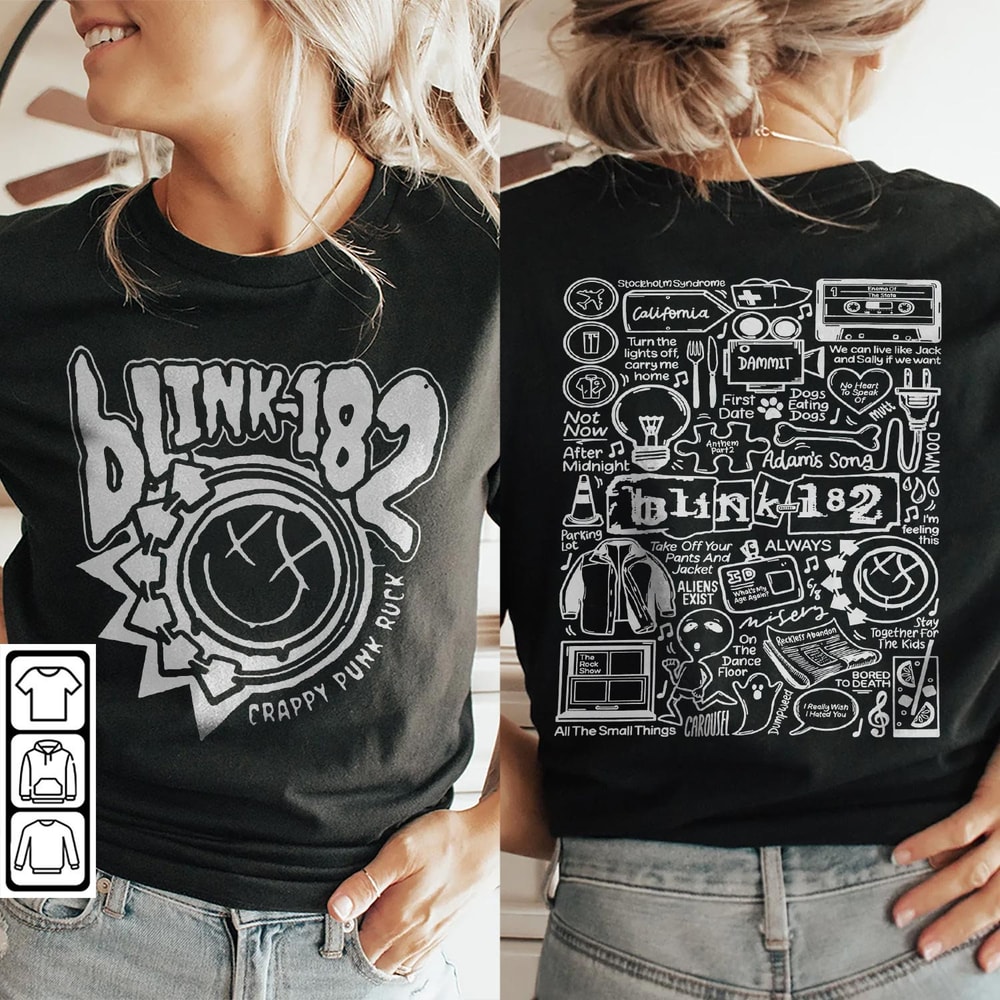 Blink 182 Doodle Art Shirt, 2 Side Vintage Blink 182 Merch Album Lyric Art Sweatshirt Hoodie, Blink 182 Tour DA1505DT - 1.jpg