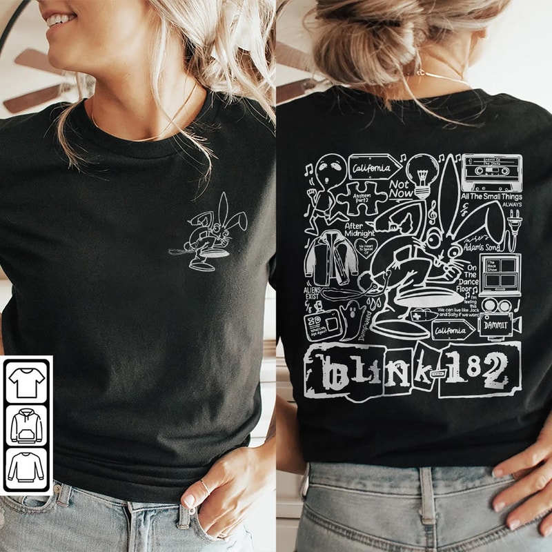 Blink 182 Doodle Art Shirt, 2 Side Vintage Blink 182 Merch Album Lyric Art Sweatshirt Hoodie, Blink-182 Tour 2023 Doodle DA1505DT - 2.jpg