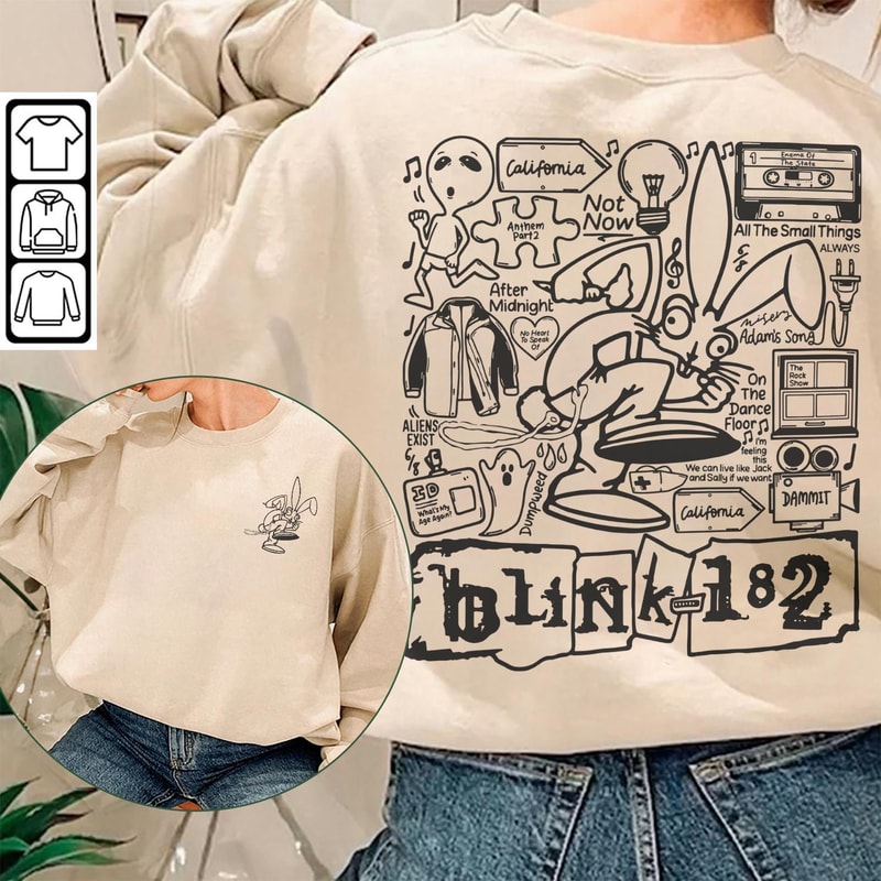 Blink 182 Doodle Art Shirt, 2 Side Vintage Blink 182 Merch Album Lyric Art Sweatshirt Hoodie, Blink-182 Tour 2023 Doodle DA1505DT - 4.jpg