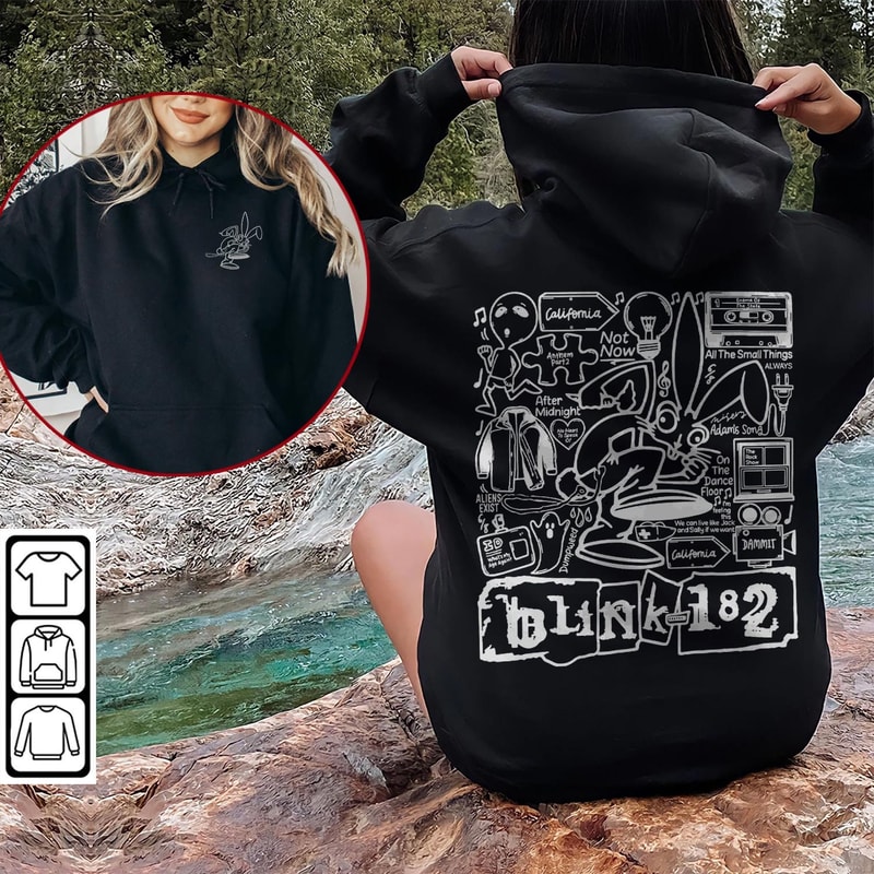 Blink 182 Doodle Art Shirt, 2 Side Vintage Blink 182 Merch Album Lyric Art Sweatshirt Hoodie, Blink-182 Tour 2023 Doodle DA1505DT - 5.jpg