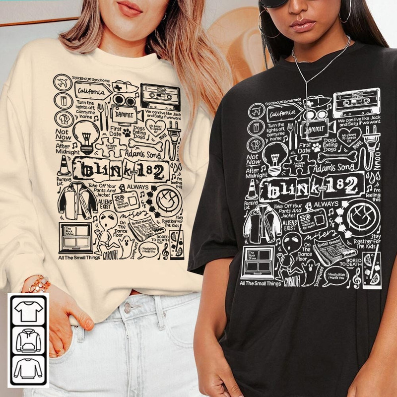 Blink 182 Doodle Art Shirt, Vintage Blink 182 Merch Album Lyric Art Sweatshirt Hoodie, Blink 182 Tour DOA2504DT - 1.jpg