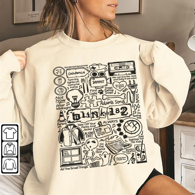 Blink 182 Doodle Art Shirt, Vintage Blink 182 Merch Album Lyric Art Sweatshirt Hoodie, Blink 182 Tour DOA2504DT - 2.jpg