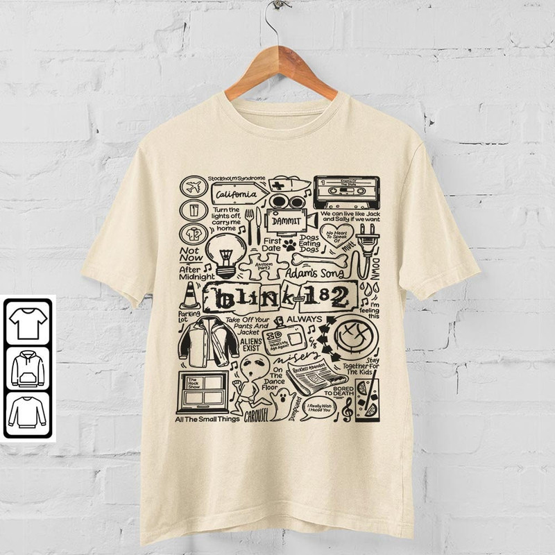 Blink 182 Doodle Art Shirt, Vintage Blink 182 Merch Album Lyric Art Sweatshirt Hoodie, Blink 182 Tour DOA2504DT - 4.jpg