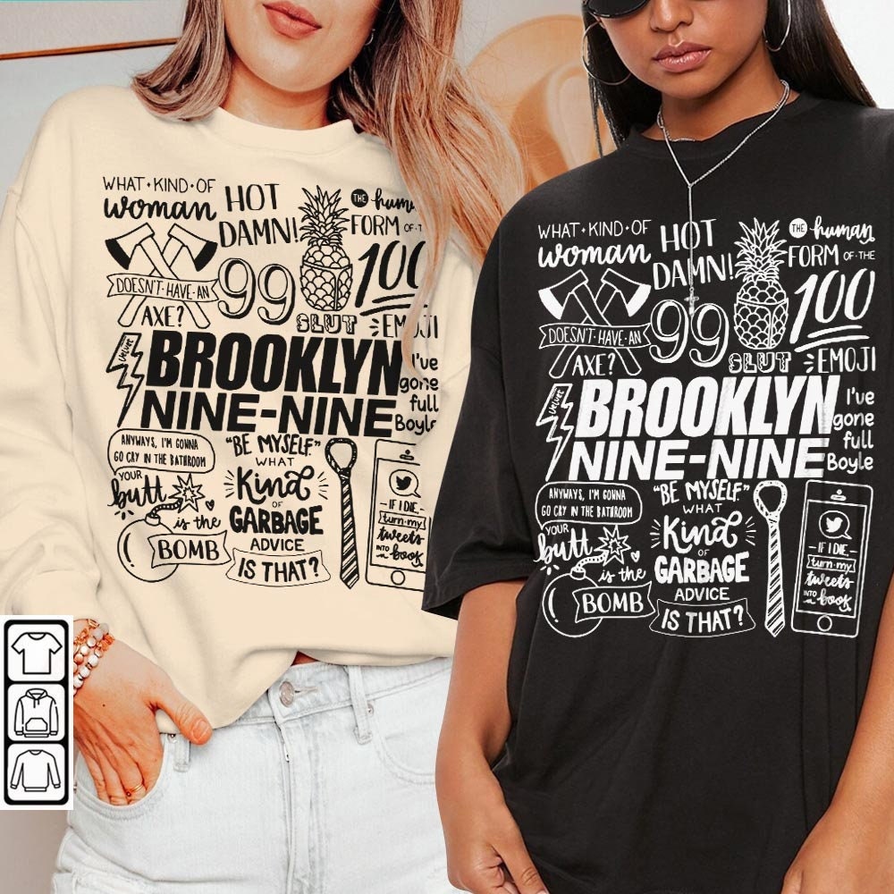 Brooklyn Nine Nine Doodle Art Shirt, Vintage Brooklyn Nine Nine TV Print Tattoo Design Art Concert 2023 DA3105DT - 2.jpg