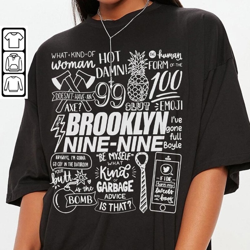Brooklyn Nine Nine Doodle Art Shirt, Vintage Brooklyn Nine Nine TV Print Tattoo Design Art Concert 2023 DA3105DT - 3.jpg