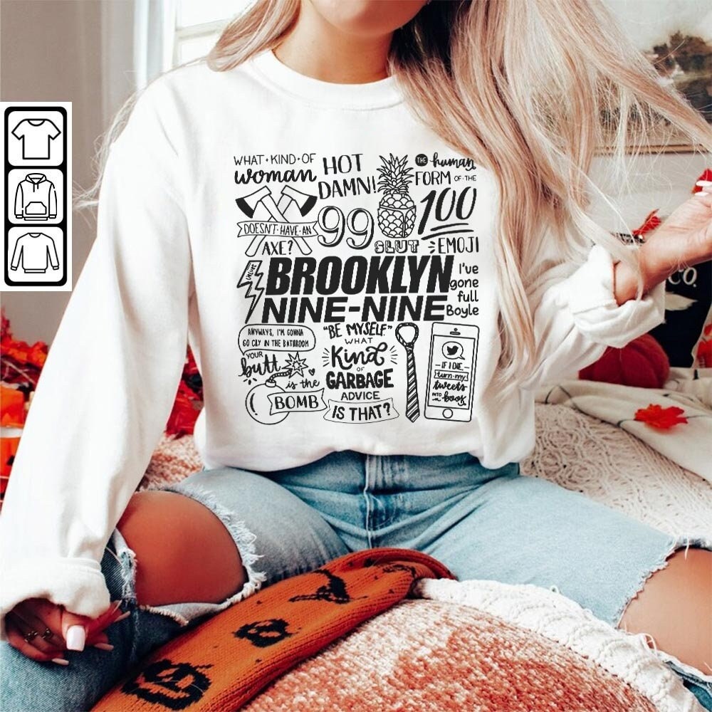 Brooklyn Nine Nine Doodle Art Shirt, Vintage Brooklyn Nine Nine TV Print Tattoo Design Art Concert 2023 DA3105DT - 5.jpg