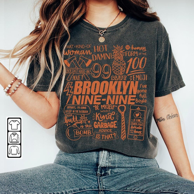 Brooklyn Nine Nine Doodle Art Shirt, Vintage Brooklyn Nine Nine TV Print Tattoo Design Art Concert 2023 V1 DA3105DT - 2.jpg