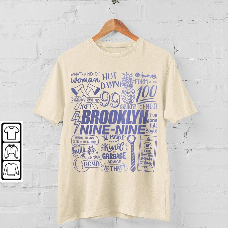 Brooklyn Nine Nine Doodle Art Shirt, Vintage Brooklyn Nine Nine TV Print Tattoo Design Art Concert 2023 V1 DA3105DT - 4.jpg