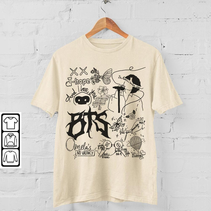 BTS Doodle Art Shirt, Vintage BTS Album Lyrics Art Tattoo Sweatshirt Hoodie, Retro BTS Tour 2023 Concert DA3005DT - 4.jpg