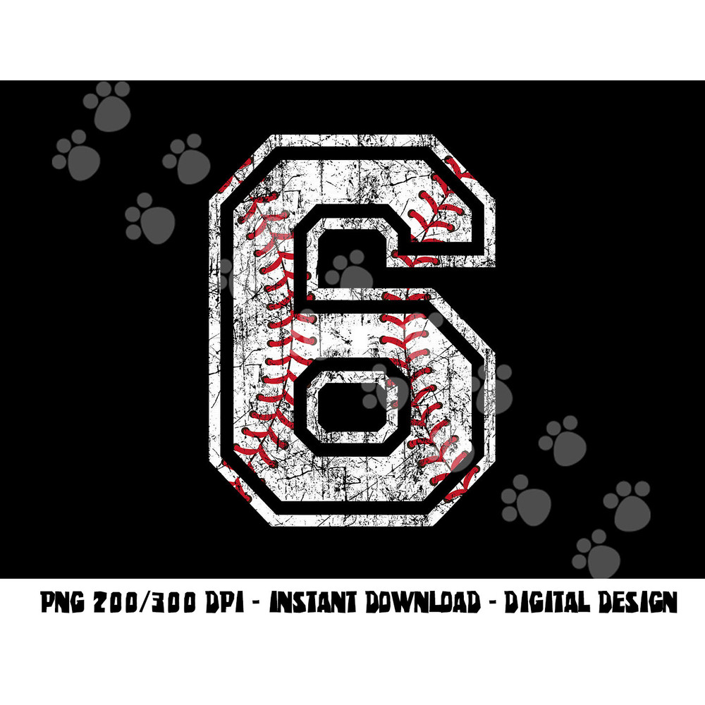 Baseball Jersey Number 6 Vintage Distressed 6th Birthday png, sublimation copy.jpg