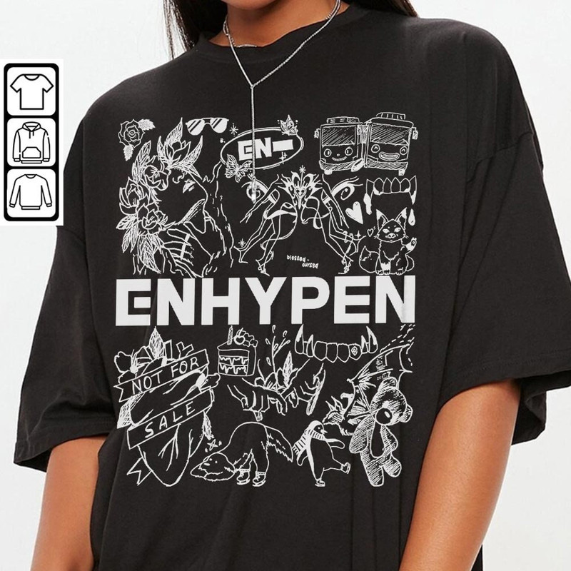 ENHYPEN Kpop Doodle Art Shirt, Vintage ENHYPEN Merch Tee Graphic Album Lyrics Sweatshirt, Retro ENHYPEN Tour 2023 DA2106DT - 3.jpg