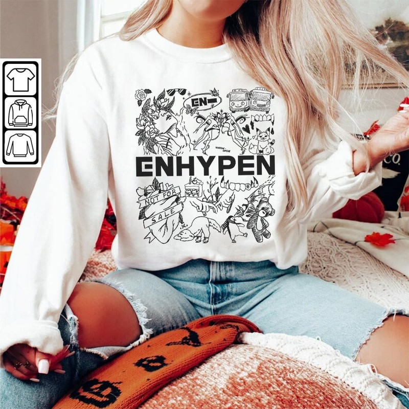 ENHYPEN Kpop Doodle Art Shirt, Vintage ENHYPEN Merch Tee Graphic Album Lyrics Sweatshirt, Retro ENHYPEN Tour 2023 DA2106DT - 5.jpg