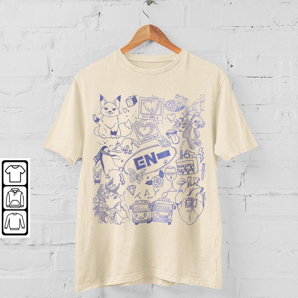 ENHYPEN Kpop Doodle Art Shirt, Vintage ENHYPEN Merch Tee Graphic Album Lyric Sweatshirt, Retro ENHYPEN Tour 2023 DA2106DT V1 - 4.jpg
