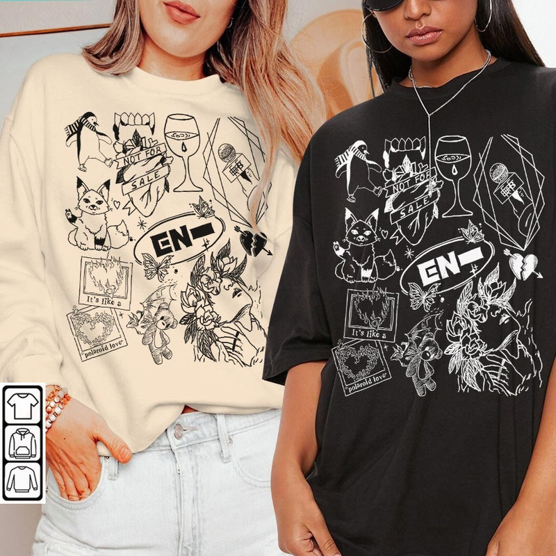 ENHYPEN Kpop Doodle Art Shirt, Vintage ENHYPEN Merch Tee Graphic Albums Lyrics Sweatshirt, Retro ENHYPEN Tour 2023 DA2106DT - 2.jpg