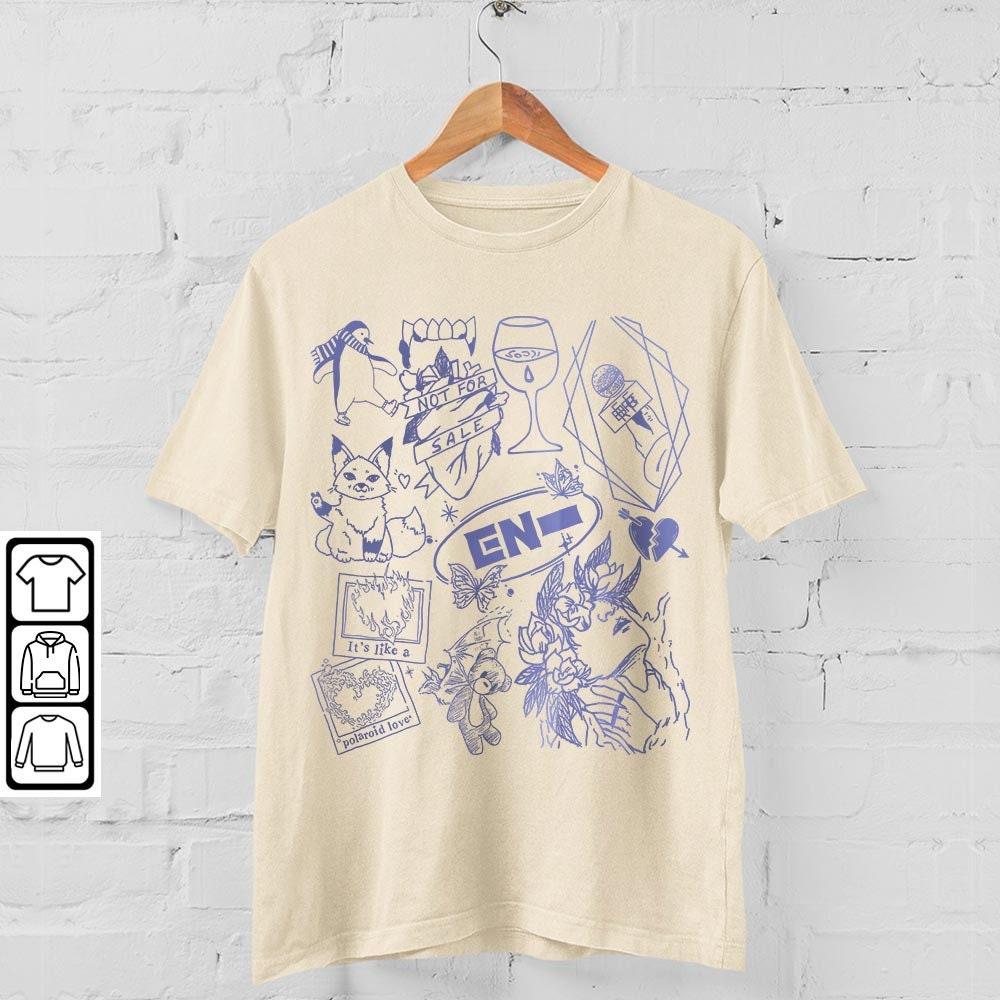 ENHYPEN Kpop Doodle Art Shirt, Vintage ENHYPEN Merch Tee Graphic Albums Lyrics Sweatshirt, Retro ENHYPEN Tour 2023 DA2106DT V1 - 4.jpg