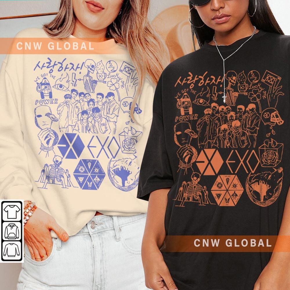 EXO Kpop Doodle Art Shirt, Vintage EXO Merch Tee Graphic Arts Album Lyric Sweatshirt, Retro EXO Concert Tour 2023 DA0807DT - 1.jpg