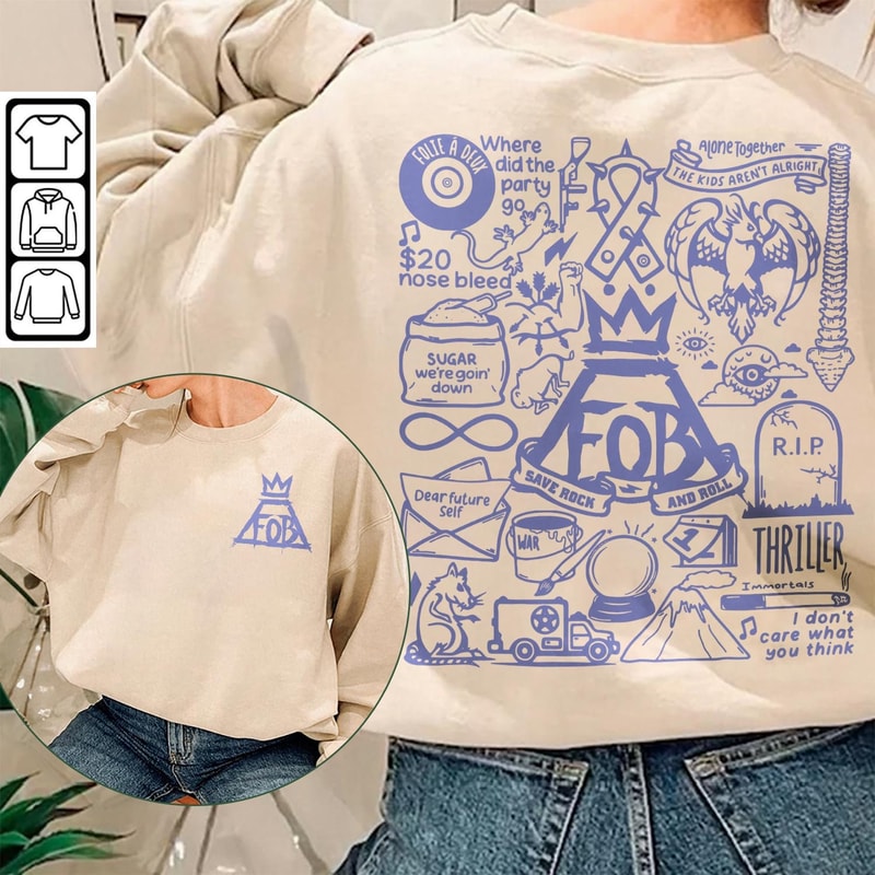 Fall Out Boy Doodle Art Shirt, 2 Side Vintage Fall Out Boy Lyric Merch Tee Sweatshirt Hoodie, Fall Out Boy Tattoo Tour 2023 V1 DA1306DT - 1.jpg