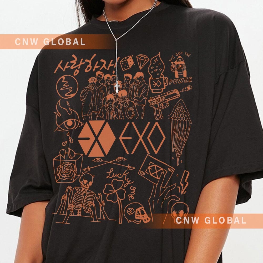 EXO Kpop Doodle Art Shirt, Vintage EXO Merch Tee Graphic Art Album Lyric Sweatshirt, Retro EXO Concert Tour 2023 DA0807DT - 3.jpg