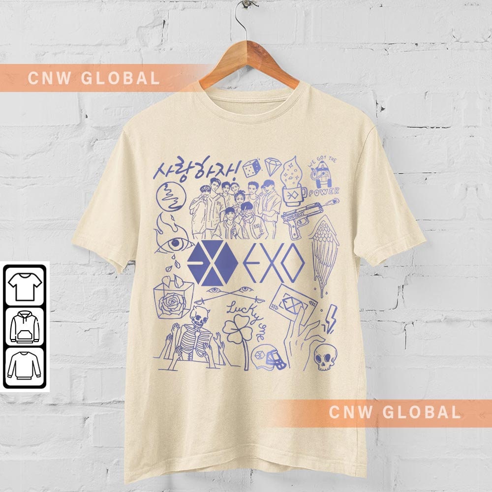EXO Kpop Doodle Art Shirt, Vintage EXO Merch Tee Graphic Art Album Lyric Sweatshirt, Retro EXO Concert Tour 2023 DA0807DT - 4.jpg