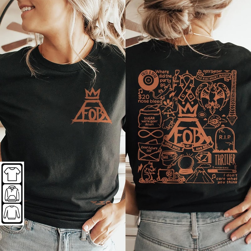 Fall Out Boy Doodle Art Shirt, 2 Side Vintage Fall Out Boy Lyric Merch Tee Sweatshirt Hoodie, Fall Out Boy Tattoo Tour 2023 V1 DA1306DT - 2.jpg