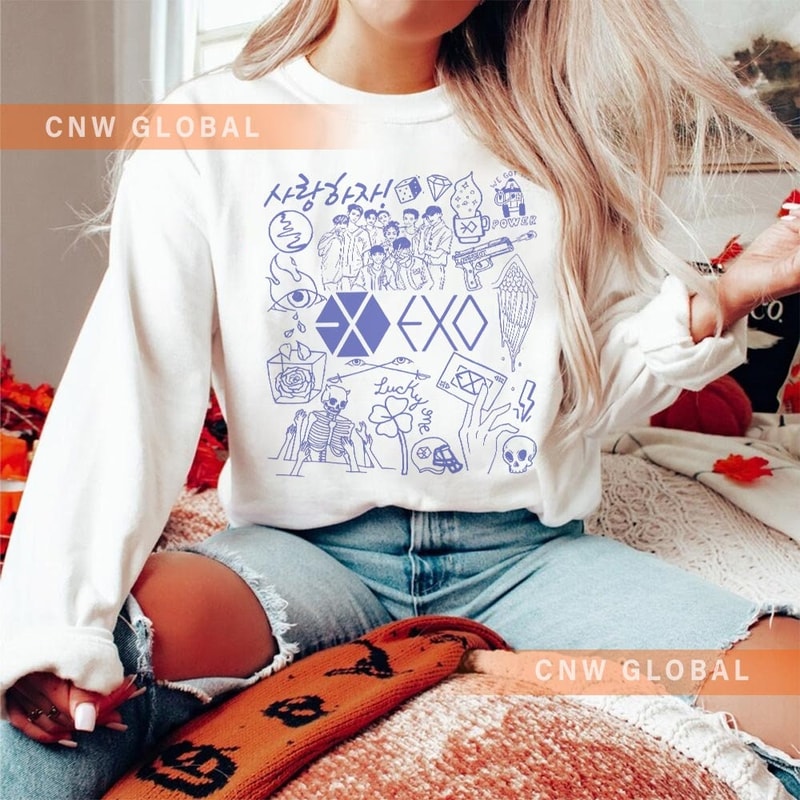 EXO Kpop Doodle Art Shirt, Vintage EXO Merch Tee Graphic Art Album Lyric Sweatshirt, Retro EXO Concert Tour 2023 DA0807DT - 5.jpg