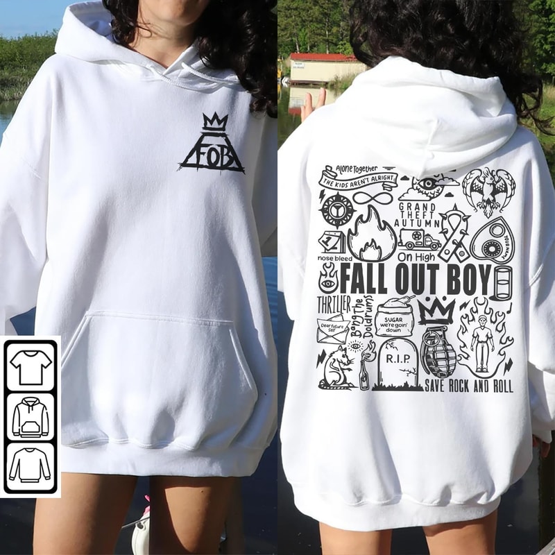 Fall Out Boy Doodle Art Shirt, 2 Side Vintage Fall Out Boy Lyrics Merch Tee Sweatshirt Hoodie, Fall Out Boy Tattoo Tour 2023 DA1306DT - 3.jpg
