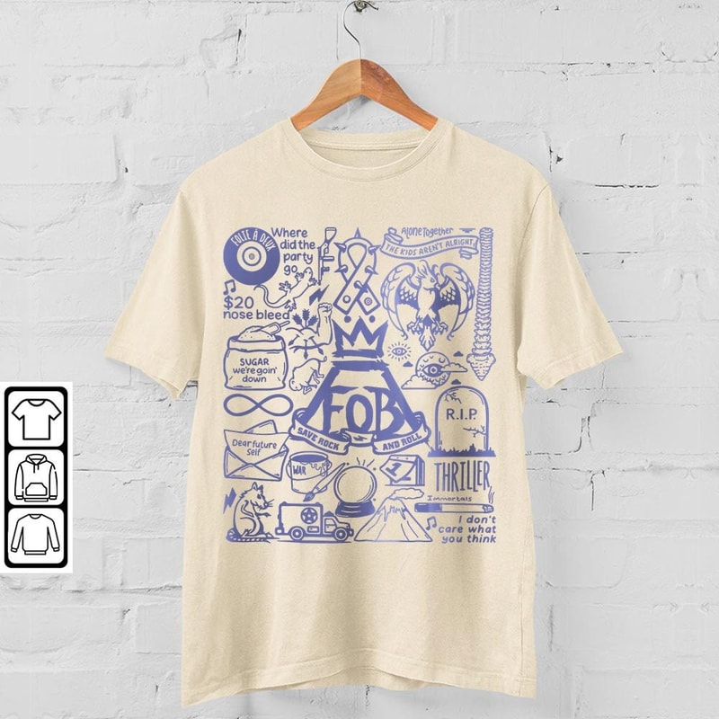 Fall Out Boy Doodle Art Shirt, Vintage Fall Out Boy Lyric Merch Tee Sweatshirt Hoodie, Fall Out Boy Tattoo Tour 2023 DA1205DT - 4.jpg