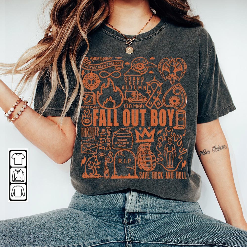 Fall Out Boy Doodle Art Shirt, Vintage Fall Out Boy Lyrics Merch Tee Sweatshirt Hoodie, Fall Out Boy Tattoo Tour 2023 DA1205DT - 2.jpg