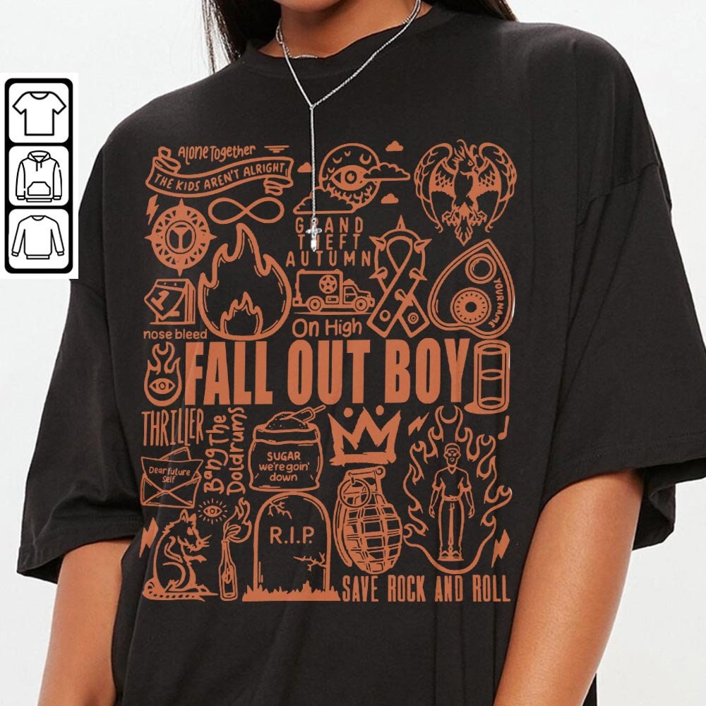 Fall Out Boy Doodle Art Shirt, Vintage Fall Out Boy Lyrics Merch Tee Sweatshirt Hoodie, Fall Out Boy Tattoo Tour 2023 DA1205DT - 3.jpg