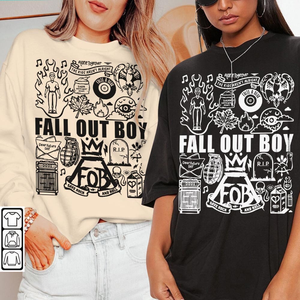 Fall Out Boy Doodle Art Shirt, Vintage Fall Out Boy Lyrics Merch Tee Sweatshirt Hoodie, Retro Fall Out Boy Tattoo Tour 2023 DA0605DT - 2.jpg