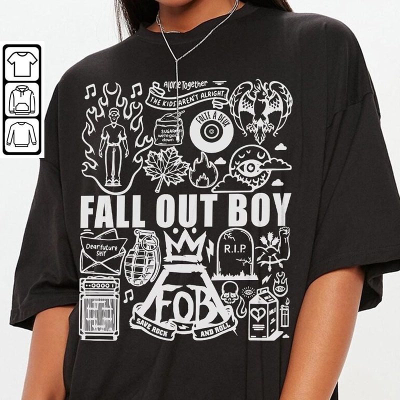 Fall Out Boy Doodle Art Shirt, Vintage Fall Out Boy Lyrics Merch Tee Sweatshirt Hoodie, Retro Fall Out Boy Tattoo Tour 2023 DA0605DT - 3.jpg