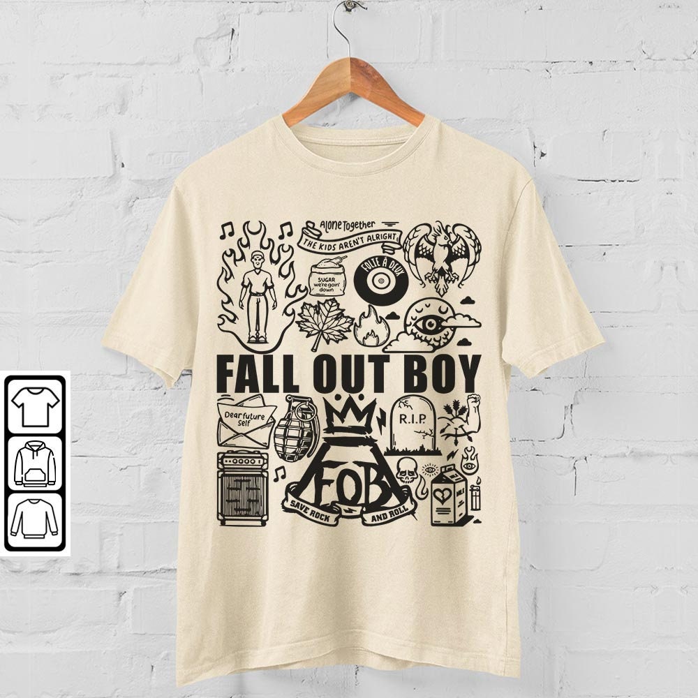 Fall Out Boy Doodle Art Shirt, Vintage Fall Out Boy Lyrics Merch Tee Sweatshirt Hoodie, Retro Fall Out Boy Tattoo Tour 2023 DA0605DT - 4.jpg