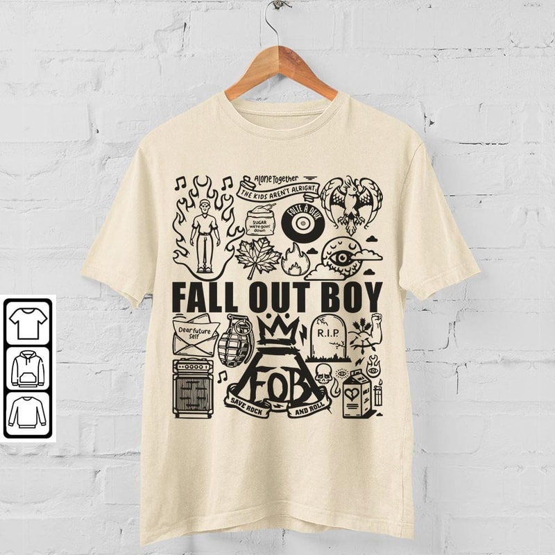 Fall Out Boy Doodle Art Shirt, Vintage Fall Out Boy Lyrics Merch Tee Sweatshirt Hoodie, Retro Fall Out Boy Tattoo Tour 2023 DA0605DT - 4.jpg